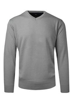 Sweter Szary Wełniany w Serek, V-neck, Męski, Cienki -HOVARD SWKOWhvrd501vAGRI ze sklepu JegoSzafa.pl w kategorii Swetry męskie - zdjęcie 133092975