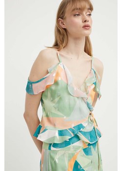 Never Fully Dressed top kolor zielony wzorzysta ze sklepu ANSWEAR.com w kategorii Bluzki damskie - zdjęcie 172358195