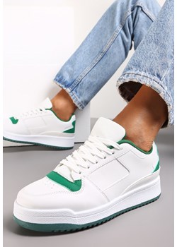 Biało-Zielone Sneakersy z Perforacją na Nosku i Wstawkami na Zapiętku Favisi ze sklepu renee.pl w kategorii Buty sportowe damskie - zdjęcie 173166869