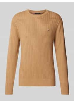 Sweter o kroju slim fit z dzianiny o fakturze jodełki ze sklepu Peek&Cloppenburg  w kategorii Swetry męskie - zdjęcie 176355325