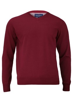 Męski Sweter Bawełniany (serek) - Adriano Guinari - Wiśniowy SWADGAW17CHERRY ze sklepu JegoSzafa.pl w kategorii Swetry męskie - zdjęcie 41781427